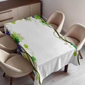 Ambesonne Christmas Tablecloth, New Year’s Eve Tree Branch Border with Berry Ribbons Gingerbread Man, Dining Room Kitchen Rectangular Table Cover, 60″ X 84″,Brown(Green Violet)