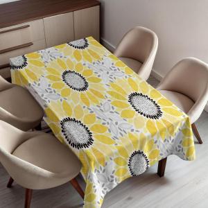 Ambesonne Christmas Tablecloth, New Year’s Eve Tree Branch Border with Berry Ribbons Gingerbread Man, Dining Room Kitchen Rectangular Table Cover, 60″ X 84″,Brown(Yellow Gray)