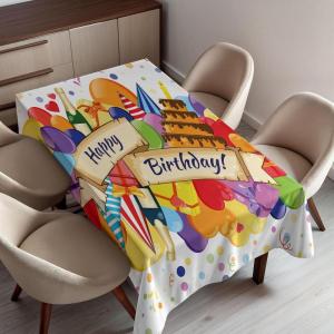 Ambesonne Christmas Tablecloth, New Year’s Eve Tree Branch Border with Berry Ribbons Gingerbread Man, Dining Room Kitchen Rectangular Table Cover, 60″ X 84″,Brown(Pale Rainbow)