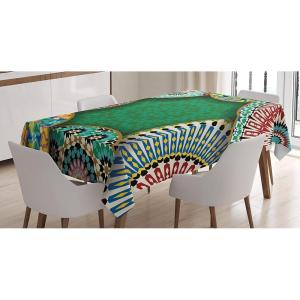 Ambesonne Christmas Tablecloth, New Year’s Eve Tree Branch Border with Berry Ribbons Gingerbread Man, Dining Room Kitchen Rectangular Table Cover, 60″ X 84″,Brown(Green)