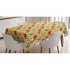 Ambesonne Christmas Tablecloth, New Year’s Eve Tree Branch Border with Berry Ribbons Gingerbread Man, Dining Room Kitchen Rectangular Table Cover, 60″ X 84″,Brown(Green Vermilion)