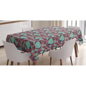 Ambesonne Christmas Tablecloth, New Year’s Eve Tree Branch Border with Berry Ribbons Gingerbread Man, Dining Room Kitchen Rectangular Table Cover, 60″ X 84″,Brown(Blue Pink)