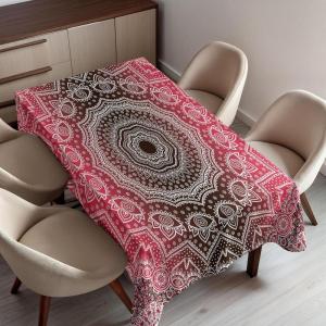 Ambesonne Christmas Tablecloth, New Year’s Eve Tree Branch Border with Berry Ribbons Gingerbread Man, Dining Room Kitchen Rectangular Table Cover, 60″ X 84″,Brown(Pink Brown)