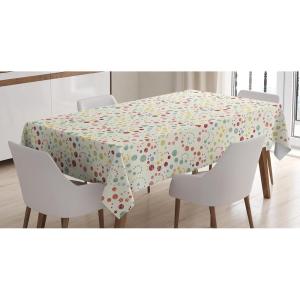 Ambesonne Christmas Tablecloth, New Year’s Eve Tree Branch Border with Berry Ribbons Gingerbread Man, Dining Room Kitchen Rectangular Table Cover, 60″ X 84″,Brown(Cream Maroon)