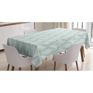 Ambesonne Christmas Tablecloth, New Year’s Eve Tree Branch Border with Berry Ribbons Gingerbread Man, Dining Room Kitchen Rectangular Table Cover, 60″ X 84″,Brown(Blue Seafoam)