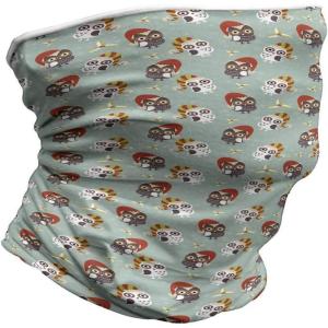 Ambesonne Unisex Multicolor Face and Neck Warmers(Owls in Hats Yuletide)