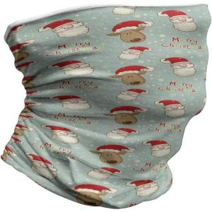 Ambesonne Unisex Multicolor Face and Neck Warmers(Santa Deer Vintage)