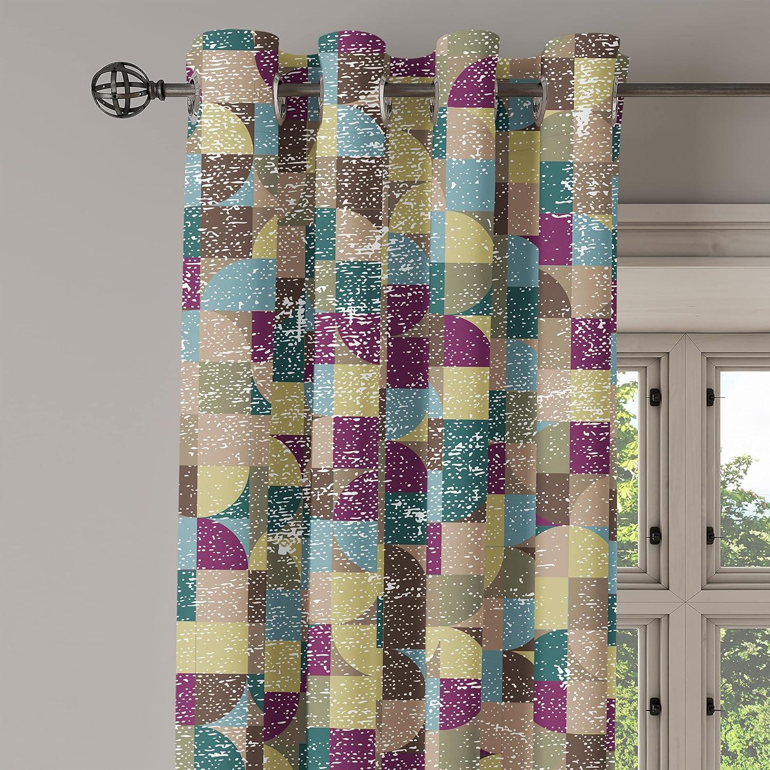imageAmbesonne Earthy Tones Grommet Curtain Minimal Nature Art Inspired Branches on Grunge and Rustic Back Decorative Single Panel Drapes for Bedroom Living Room 50 x 54 Warm Taupe Pastel BrownAvocado Green Purple Teal