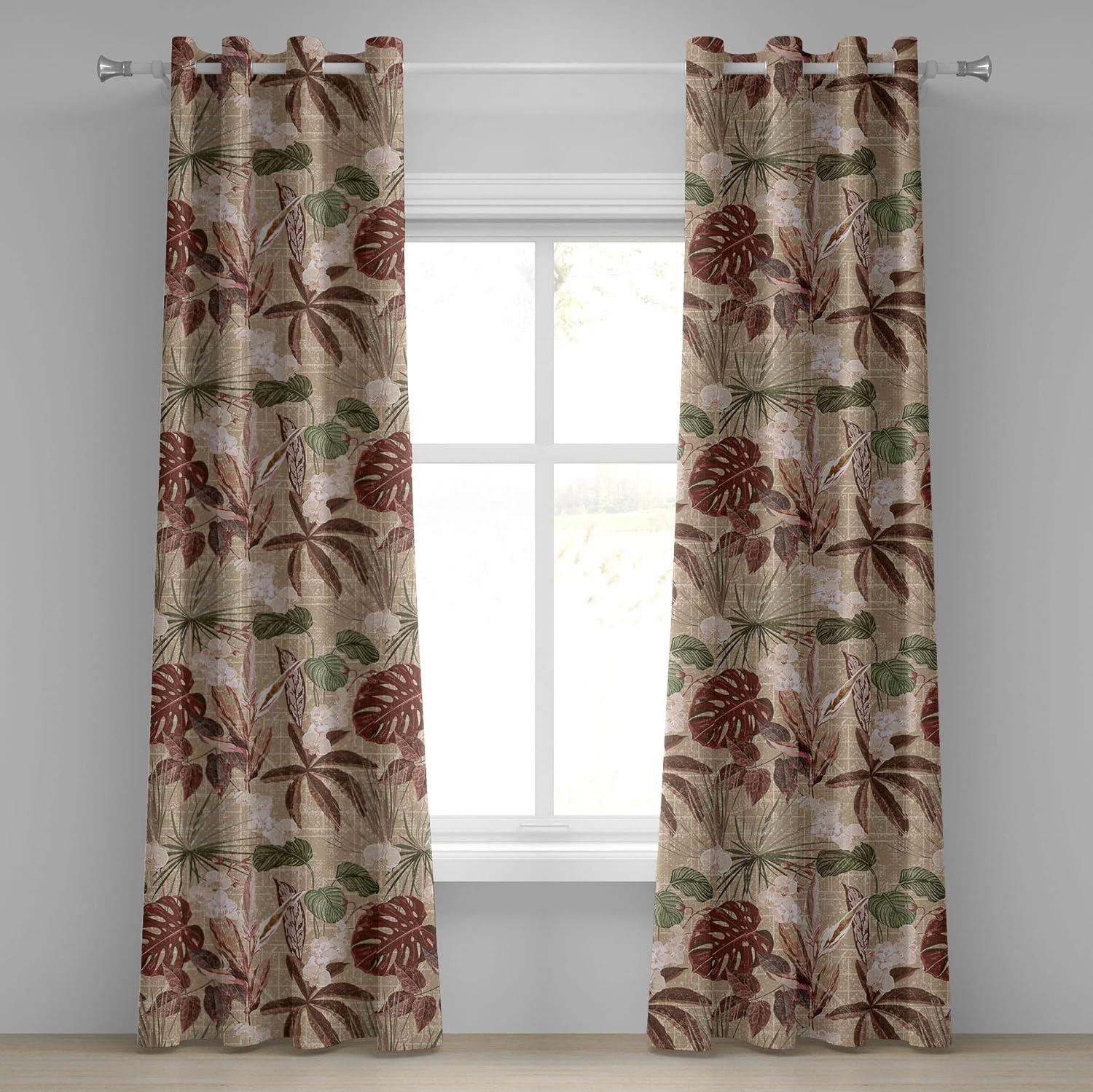 imageAmbesonne Earthy Tones Grommet Curtain Minimal Nature Art Inspired Branches on Grunge and Rustic Back Decorative Single Panel Drapes for Bedroom Living Room 50 x 54 Warm Taupe Pastel BrownCocoa Maroon Reseda Green
