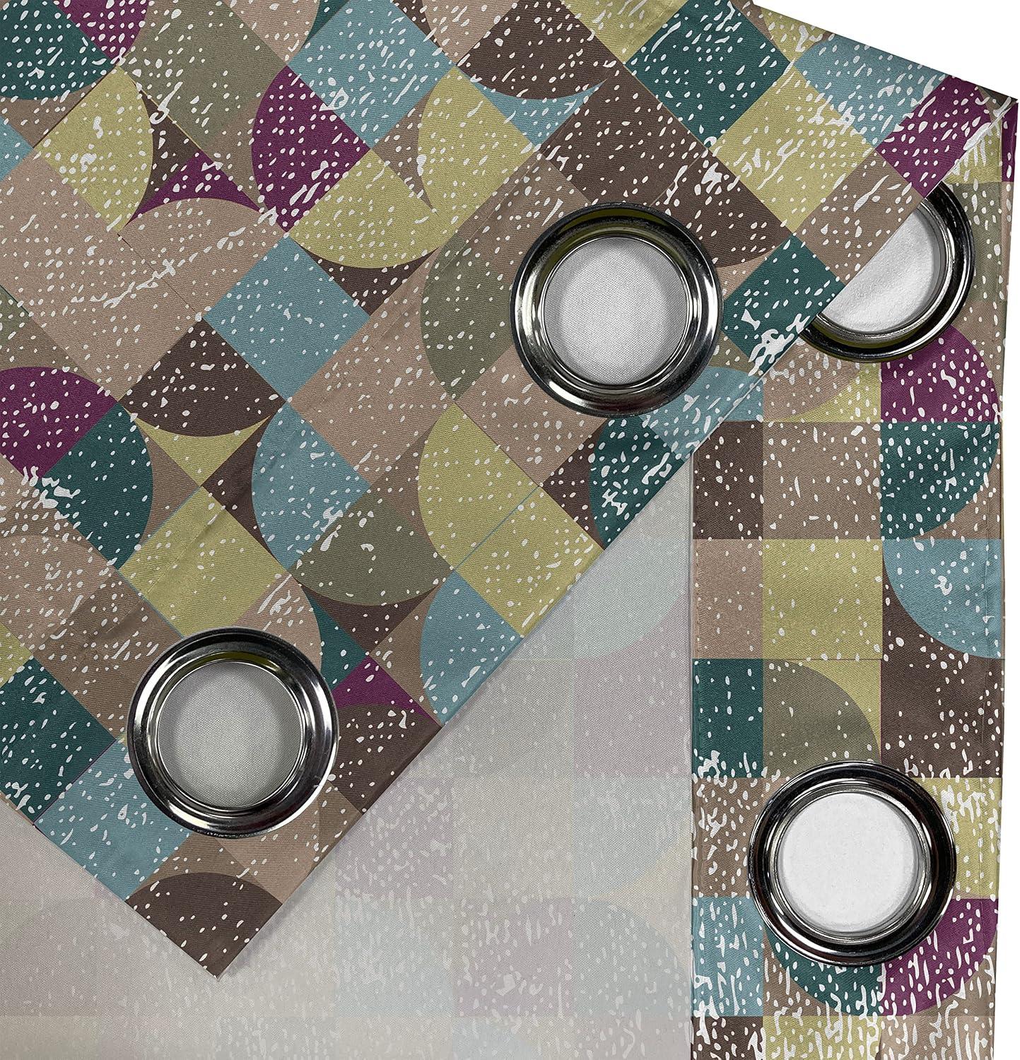 imageAmbesonne Earthy Tones Grommet Curtain Minimal Nature Art Inspired Branches on Grunge and Rustic Back Decorative Single Panel Drapes for Bedroom Living Room 50 x 54 Warm Taupe Pastel BrownAvocado Green Purple Teal