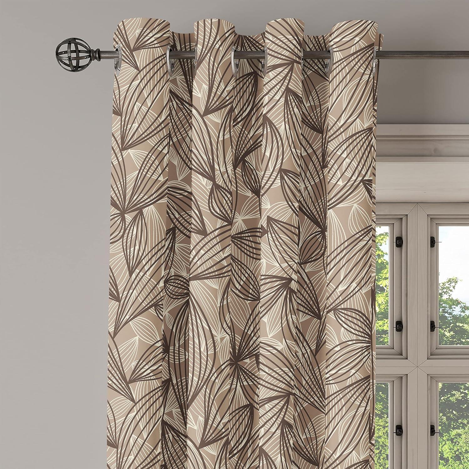 imageAmbesonne Earthy Tones Grommet Curtain Minimal Nature Art Inspired Branches on Grunge and Rustic Back Decorative Single Panel Drapes for Bedroom Living Room 50 x 54 Warm Taupe Pastel BrownCocoa Dark Taupe and White