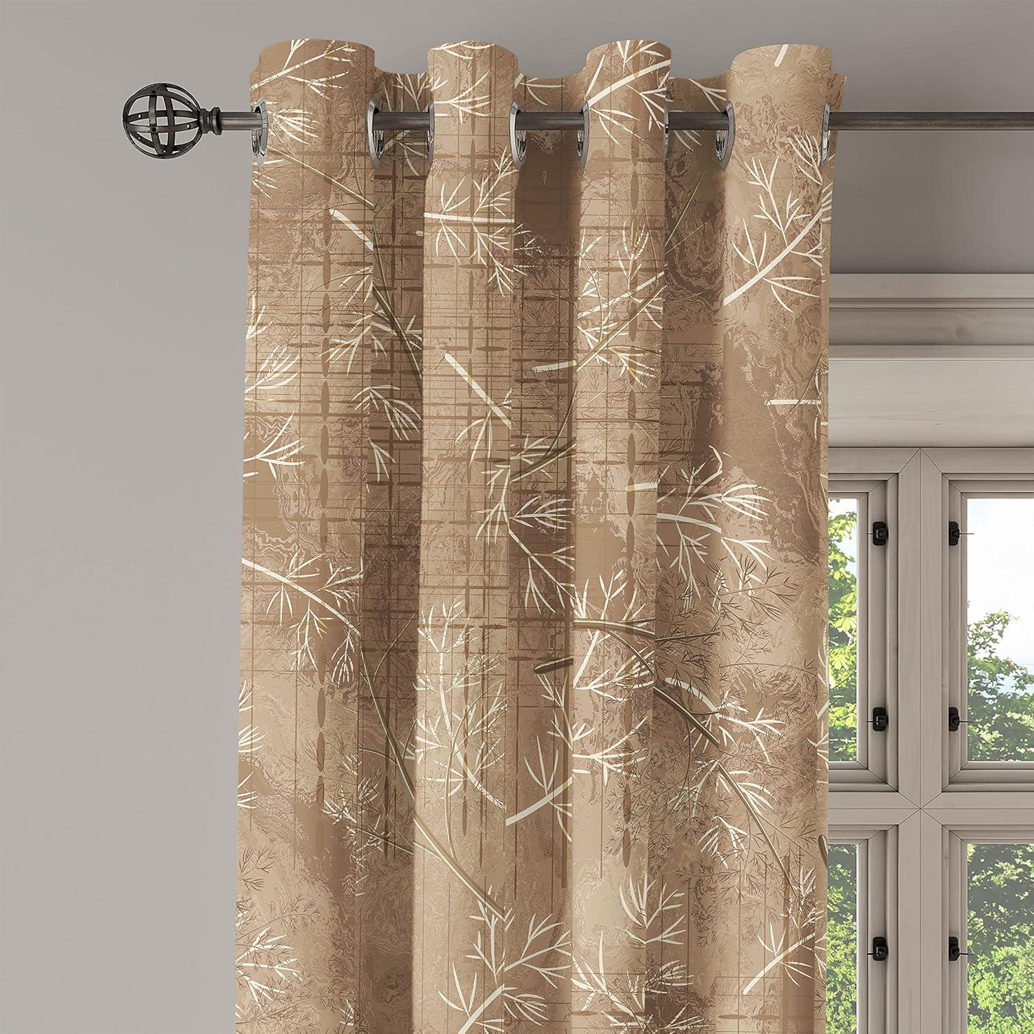 imageAmbesonne Earthy Tones Grommet Curtain Minimal Nature Art Inspired Branches on Grunge and Rustic Back Decorative Single Panel Drapes for Bedroom Living Room 50 x 54 Warm Taupe Pastel BrownWarm Taupe Pastel Brown