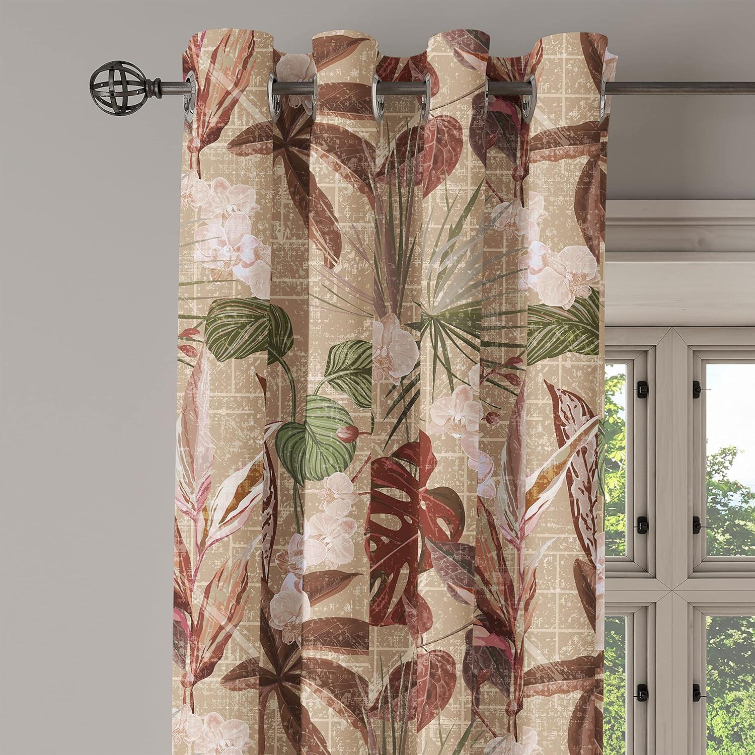 imageAmbesonne Earthy Tones Grommet Curtain Minimal Nature Art Inspired Branches on Grunge and Rustic Back Decorative Single Panel Drapes for Bedroom Living Room 50 x 54 Warm Taupe Pastel BrownCocoa Maroon Reseda Green