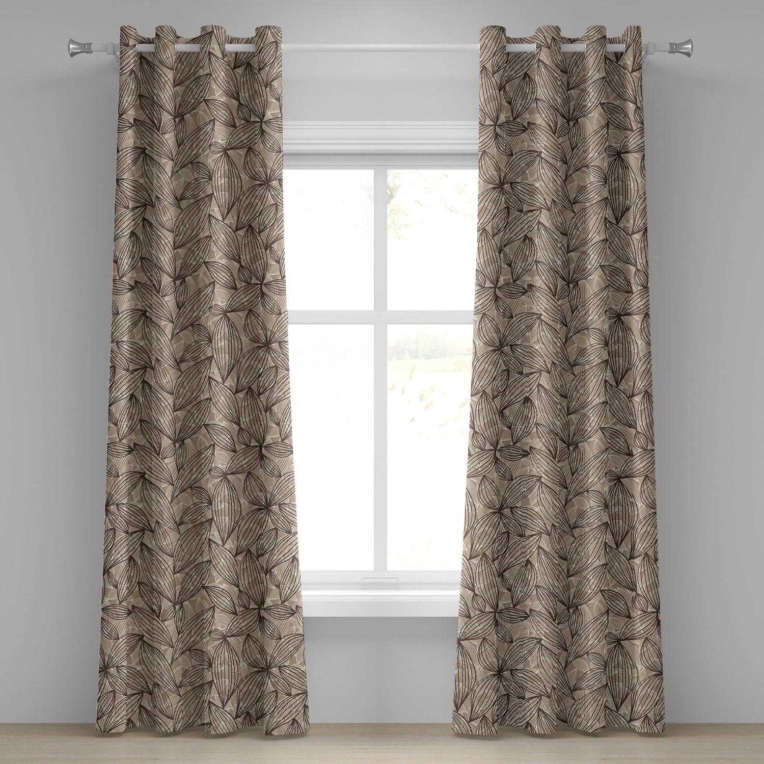 imageAmbesonne Earthy Tones Grommet Curtain Minimal Nature Art Inspired Branches on Grunge and Rustic Back Decorative Single Panel Drapes for Bedroom Living Room 50 x 54 Warm Taupe Pastel BrownCocoa Dark Taupe and White