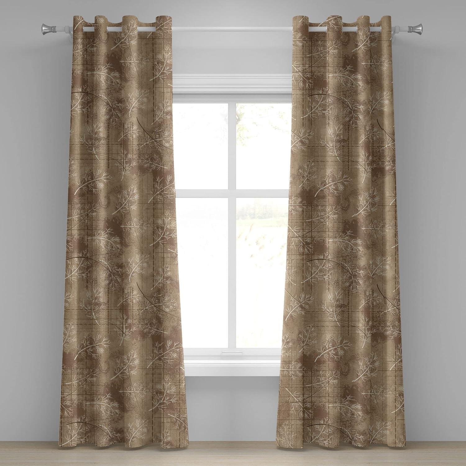 imageAmbesonne Earthy Tones Grommet Curtain Minimal Nature Art Inspired Branches on Grunge and Rustic Back Decorative Single Panel Drapes for Bedroom Living Room 50 x 54 Warm Taupe Pastel BrownWarm Taupe Pastel Brown