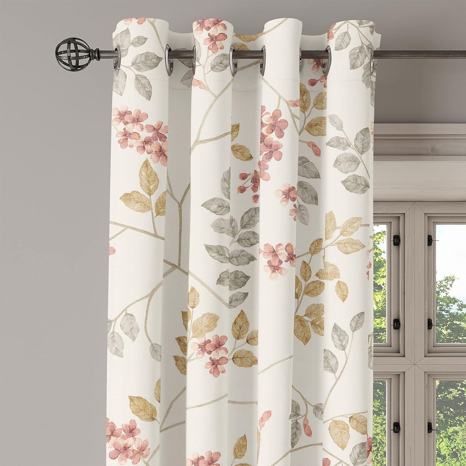 imageAmbesonne Earthy Tones Grommet Curtain Minimal Nature Art Inspired Branches on Grunge and Rustic Back Decorative Single Panel Drapes for Bedroom Living Room 50 x 54 Warm Taupe Pastel BrownPale Ruby Avocado Green