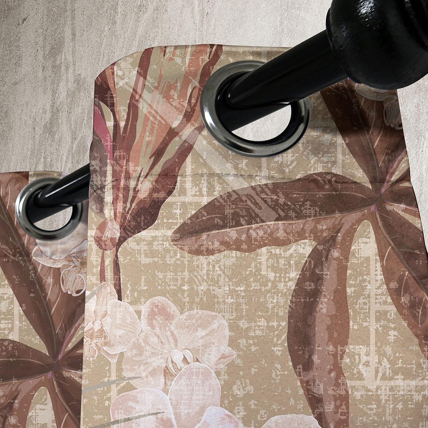 imageAmbesonne Earthy Tones Grommet Curtain Minimal Nature Art Inspired Branches on Grunge and Rustic Back Decorative Single Panel Drapes for Bedroom Living Room 50 x 54 Warm Taupe Pastel BrownCocoa Maroon Reseda Green