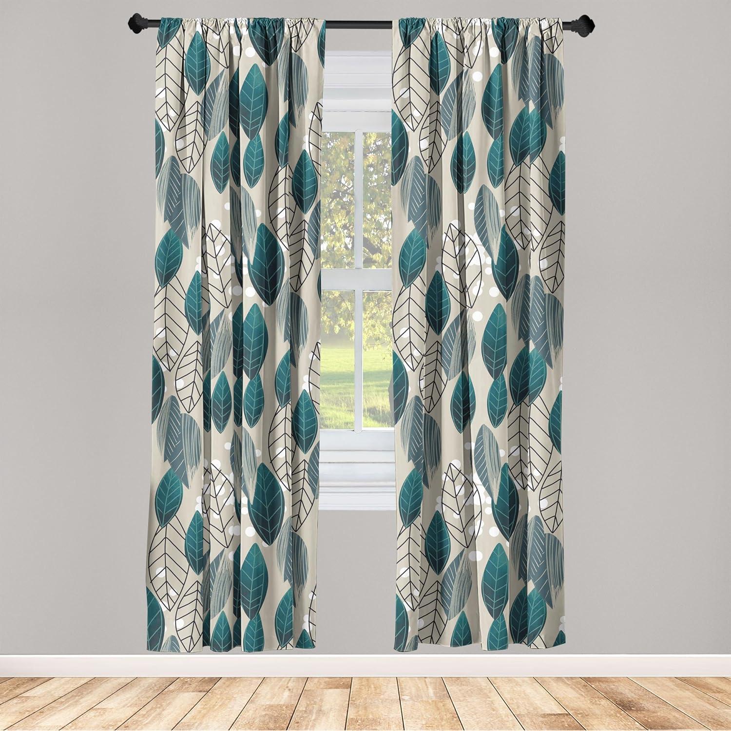 imageAmbesonne Floral Boho Curtains Golden Tone Blooming Flowers and Neutral Leaves on Dark Jungle Back Window Treatments 2 Panel Set for Living Room Bedroom Pair of 28 x 95 Dark Yellow Sea BluePetrol Blue Pale Khaki
