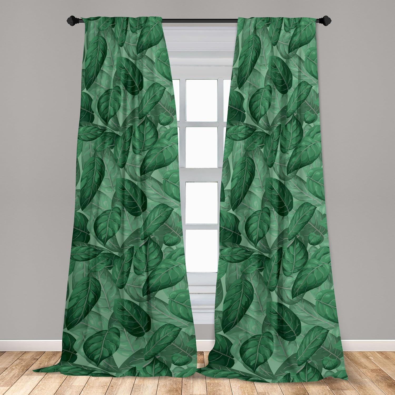 imageAmbesonne Floral Boho Curtains Golden Tone Blooming Flowers and Neutral Leaves on Dark Jungle Back Window Treatments 2 Panel Set for Living Room Bedroom Pair of 28 x 95 Dark Yellow Sea BlueFern Green Forest Green