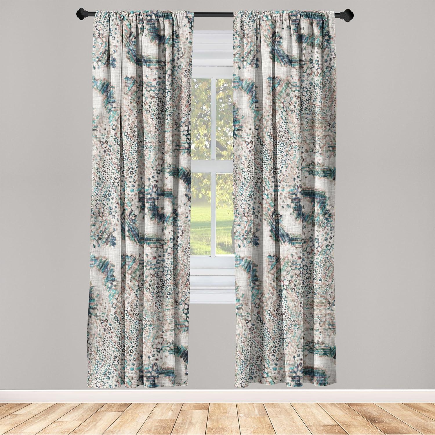 imageAmbesonne Floral Boho Curtains Golden Tone Blooming Flowers and Neutral Leaves on Dark Jungle Back Window Treatments 2 Panel Set for Living Room Bedroom Pair of 28 x 95 Dark Yellow Sea BlueCadet Blue and Pale Chocolate