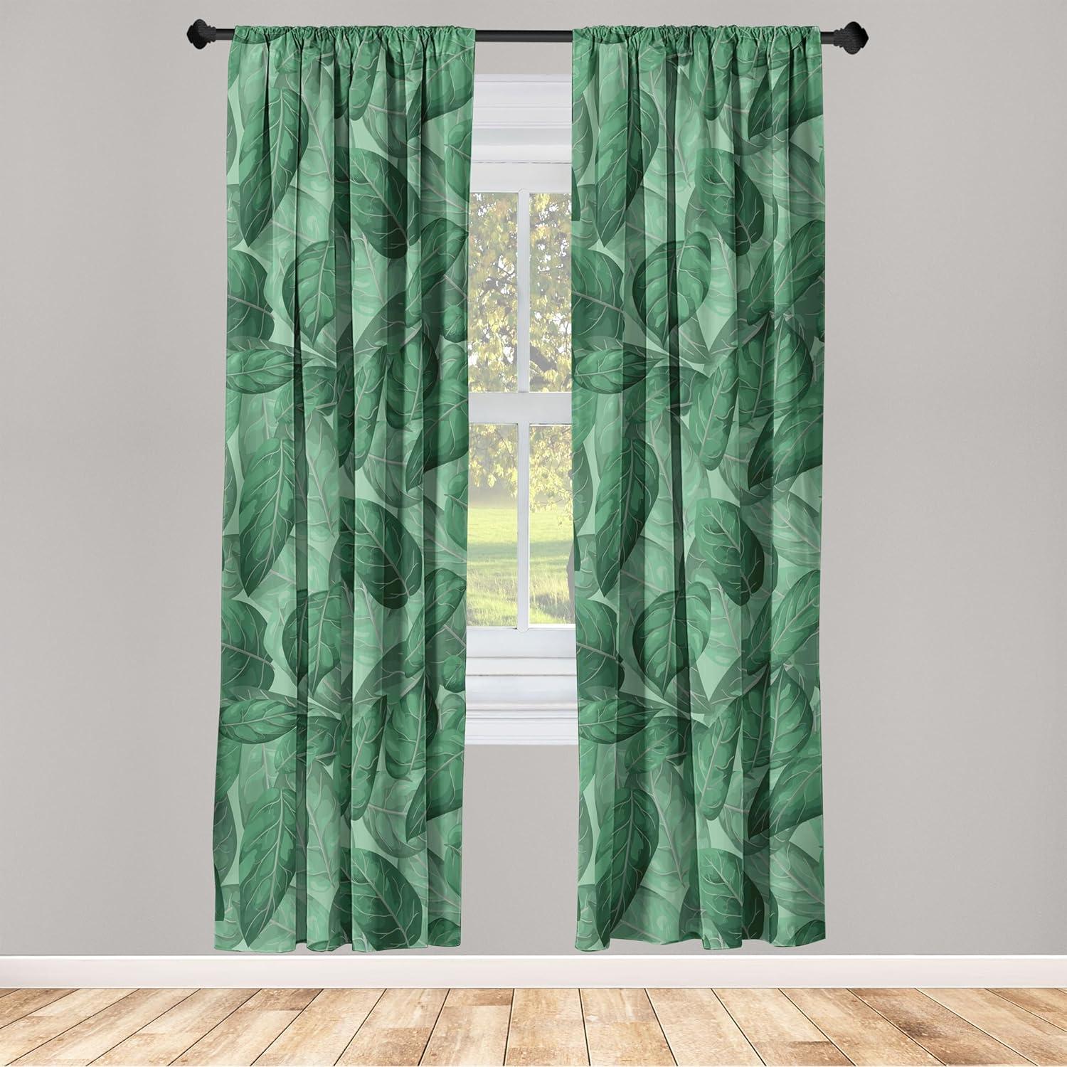 imageAmbesonne Floral Boho Curtains Golden Tone Blooming Flowers and Neutral Leaves on Dark Jungle Back Window Treatments 2 Panel Set for Living Room Bedroom Pair of 28 x 95 Dark Yellow Sea BlueFern Green Forest Green