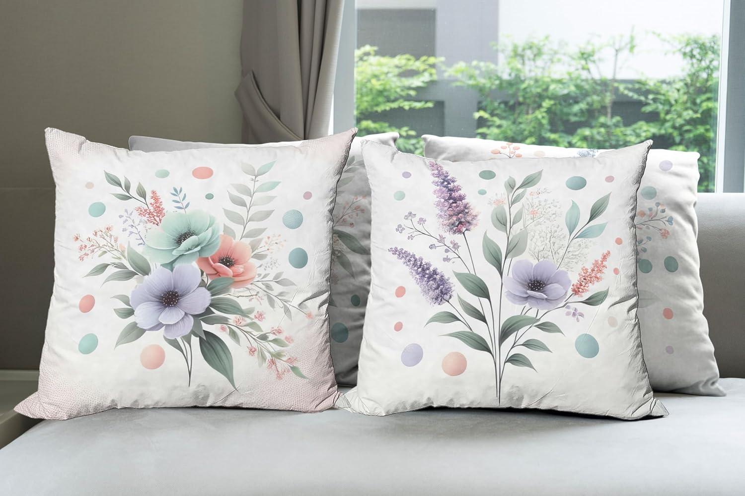 imageAmbesonne Jellyfish Throw Pillow Cushion Cover Blue Spotted Jelly Fish Aquarium Life Marine Animals Ocean Predator in The Deep Water Decorative Square Accent Pillow Case 16 X 16 BlueCoral Sage Green and Lilac