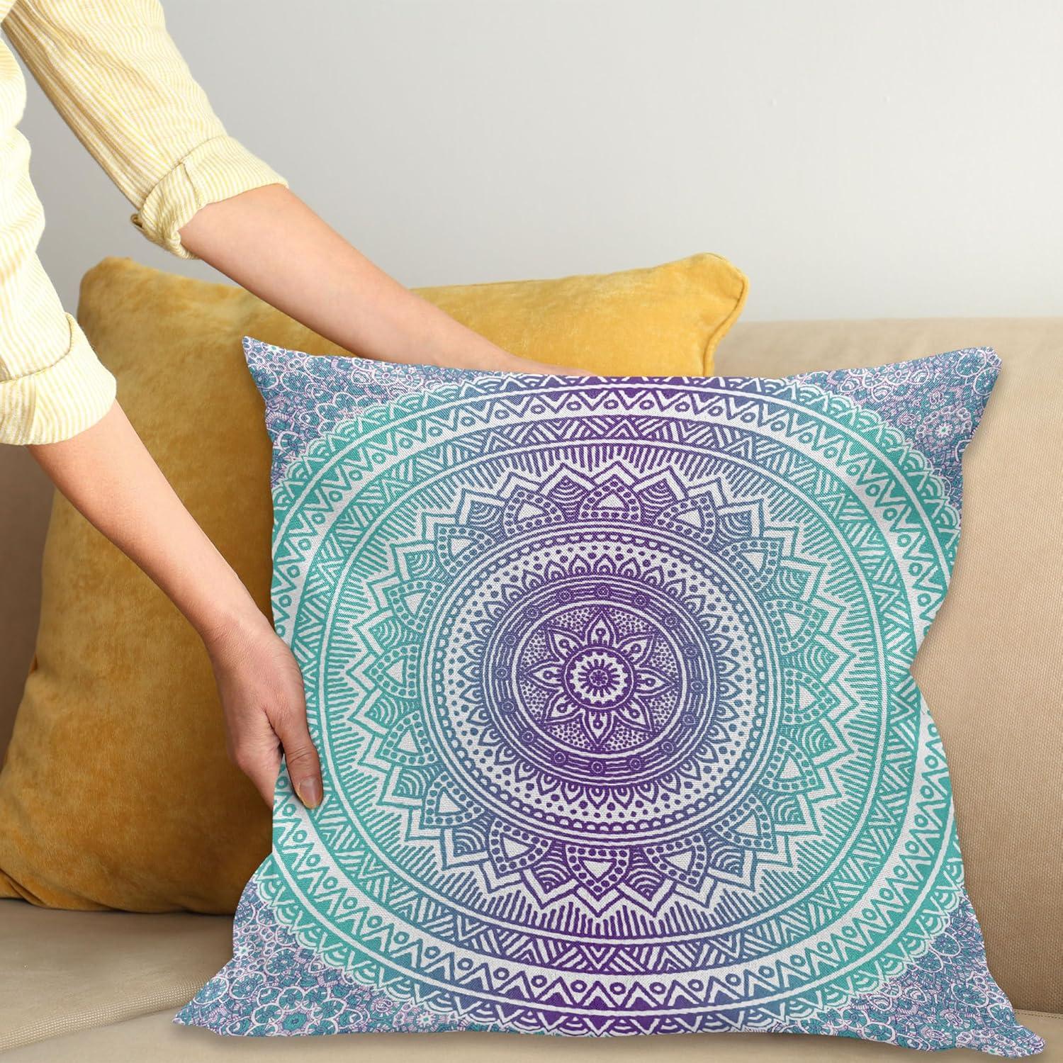 imageAmbesonne Jellyfish Throw Pillow Cushion Cover Blue Spotted Jelly Fish Aquarium Life Marine Animals Ocean Predator in The Deep Water Decorative Square Accent Pillow Case 16 X 16 BluePurple