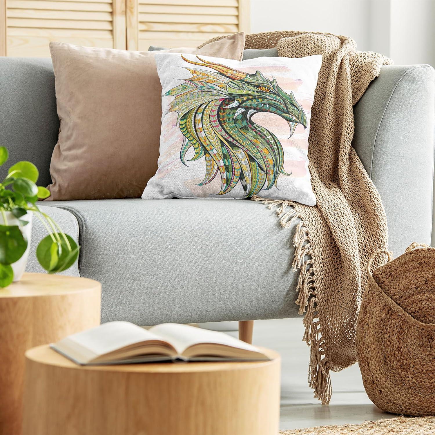 imageAmbesonne Jellyfish Throw Pillow Cushion Cover Blue Spotted Jelly Fish Aquarium Life Marine Animals Ocean Predator in The Deep Water Decorative Square Accent Pillow Case 16 X 16 BlueWhite Green