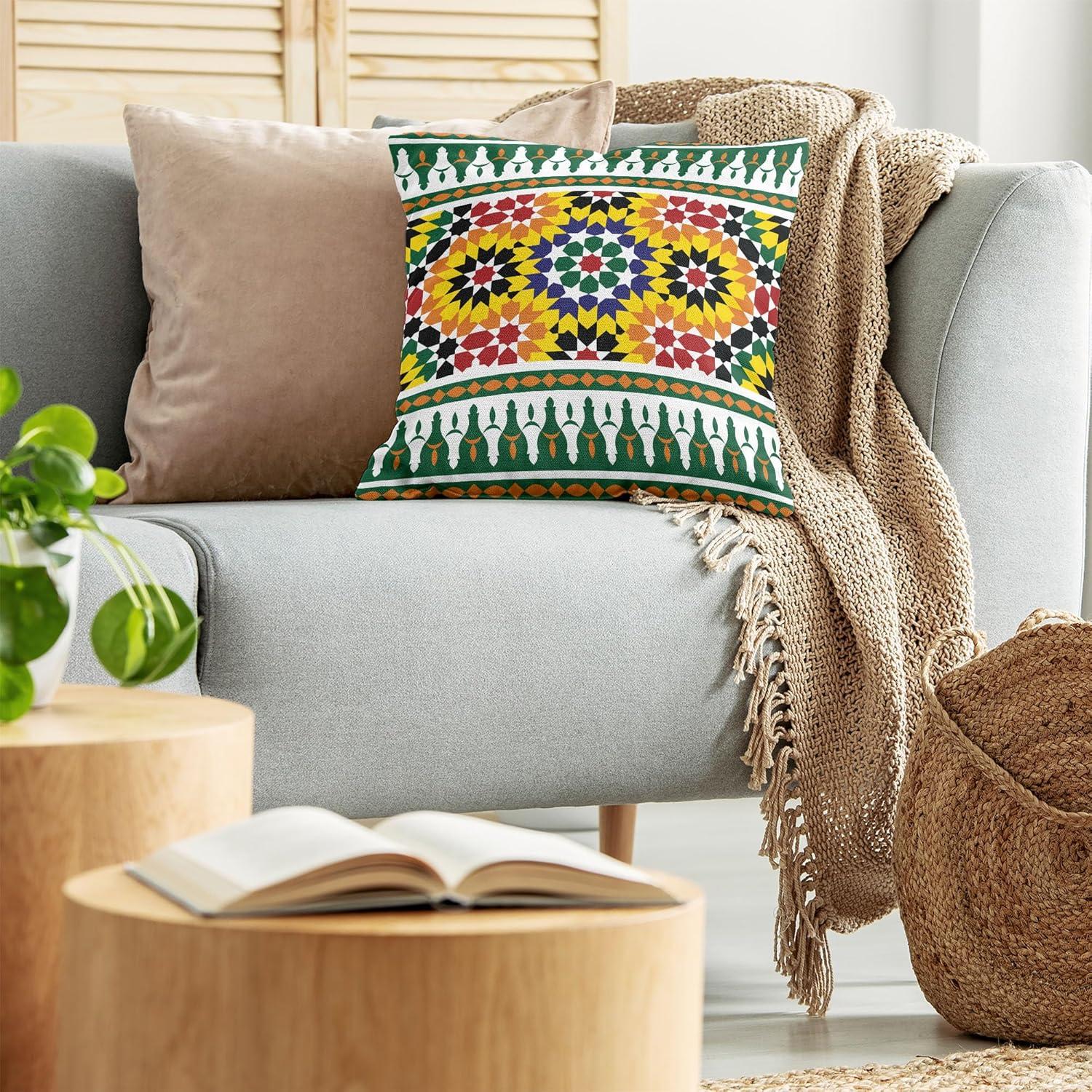 imageAmbesonne Jellyfish Throw Pillow Cushion Cover Blue Spotted Jelly Fish Aquarium Life Marine Animals Ocean Predator in The Deep Water Decorative Square Accent Pillow Case 16 X 16 BlueGreen Yellow