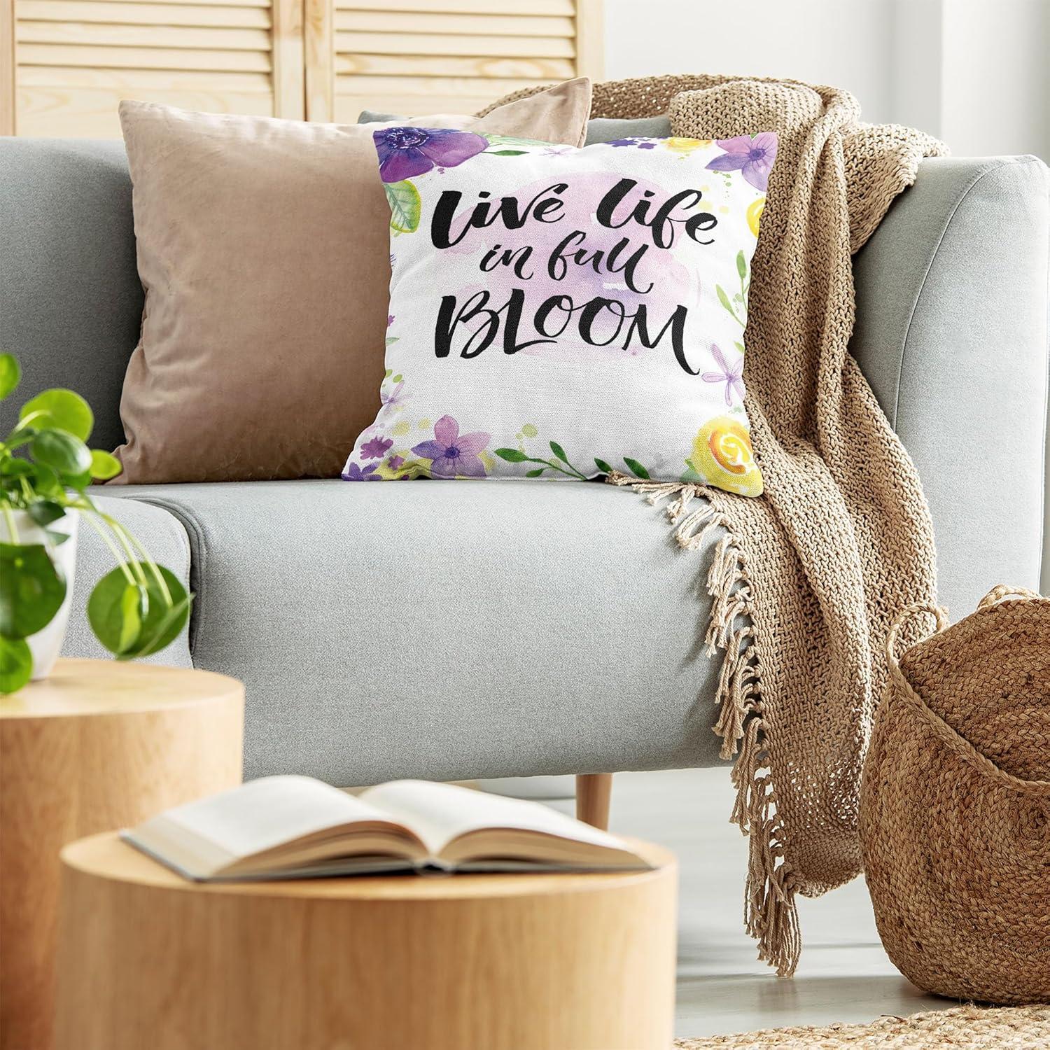 imageAmbesonne Jellyfish Throw Pillow Cushion Cover Blue Spotted Jelly Fish Aquarium Life Marine Animals Ocean Predator in The Deep Water Decorative Square Accent Pillow Case 16 X 16 BluePurple and Yellow