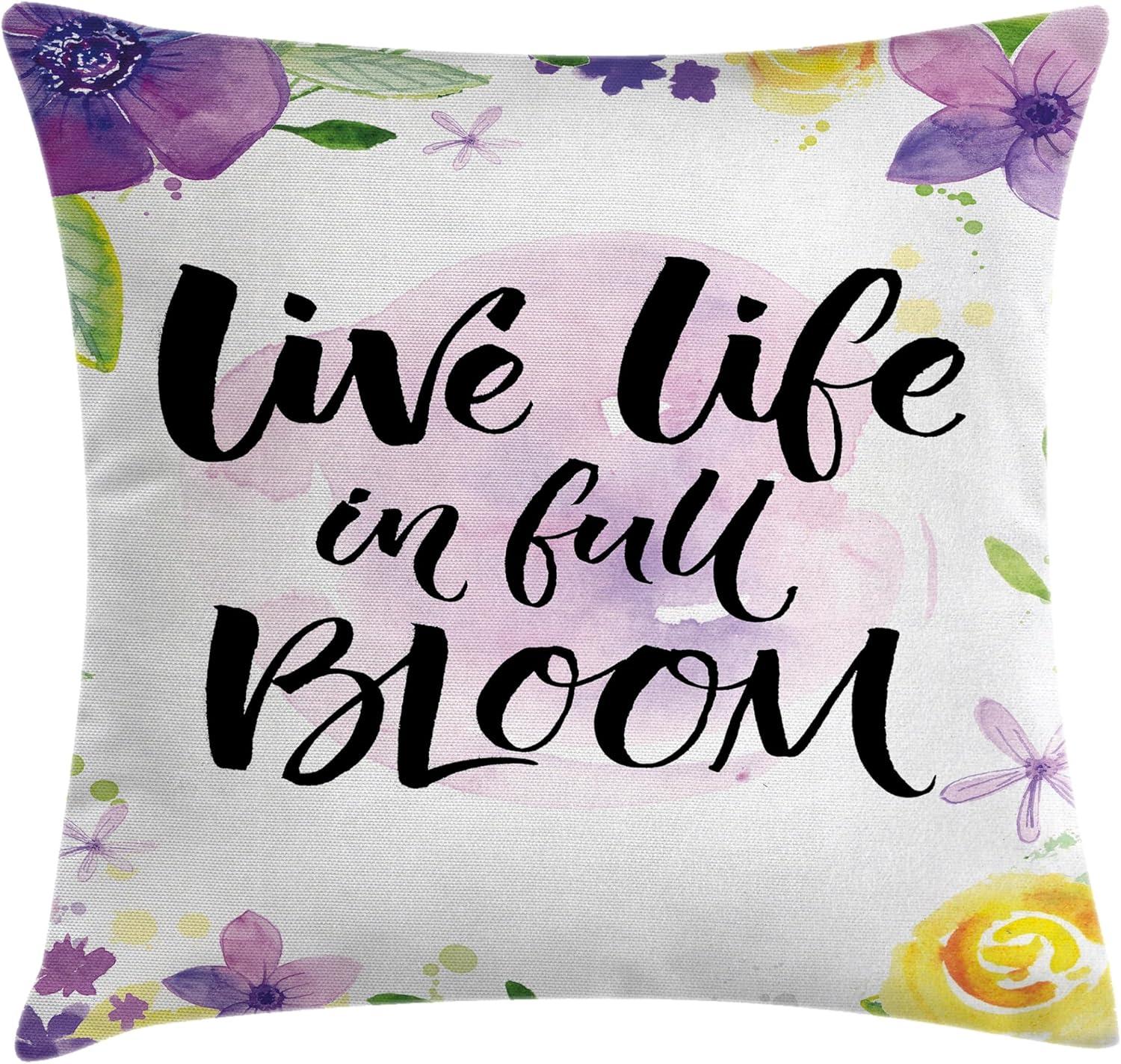 imageAmbesonne Jellyfish Throw Pillow Cushion Cover Blue Spotted Jelly Fish Aquarium Life Marine Animals Ocean Predator in The Deep Water Decorative Square Accent Pillow Case 16 X 16 BluePurple and Yellow