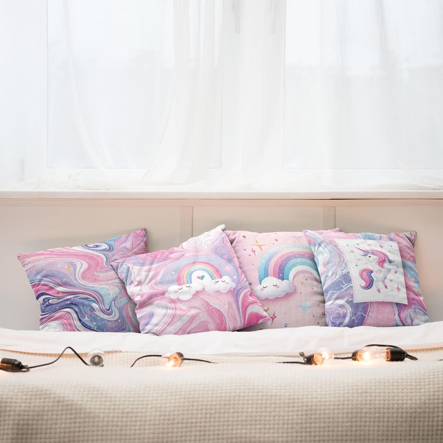 imageAmbesonne Jellyfish Throw Pillow Cushion Cover Blue Spotted Jelly Fish Aquarium Life Marine Animals Ocean Predator in The Deep Water Decorative Square Accent Pillow Case 16 X 16 BluePink Lilac and Ceil Blue