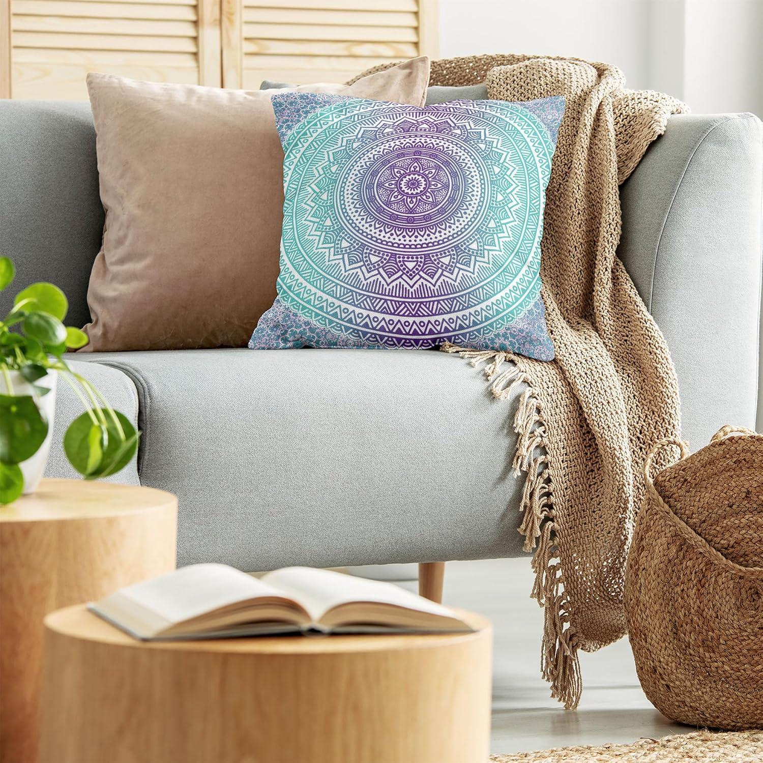 imageAmbesonne Jellyfish Throw Pillow Cushion Cover Blue Spotted Jelly Fish Aquarium Life Marine Animals Ocean Predator in The Deep Water Decorative Square Accent Pillow Case 16 X 16 BluePurple