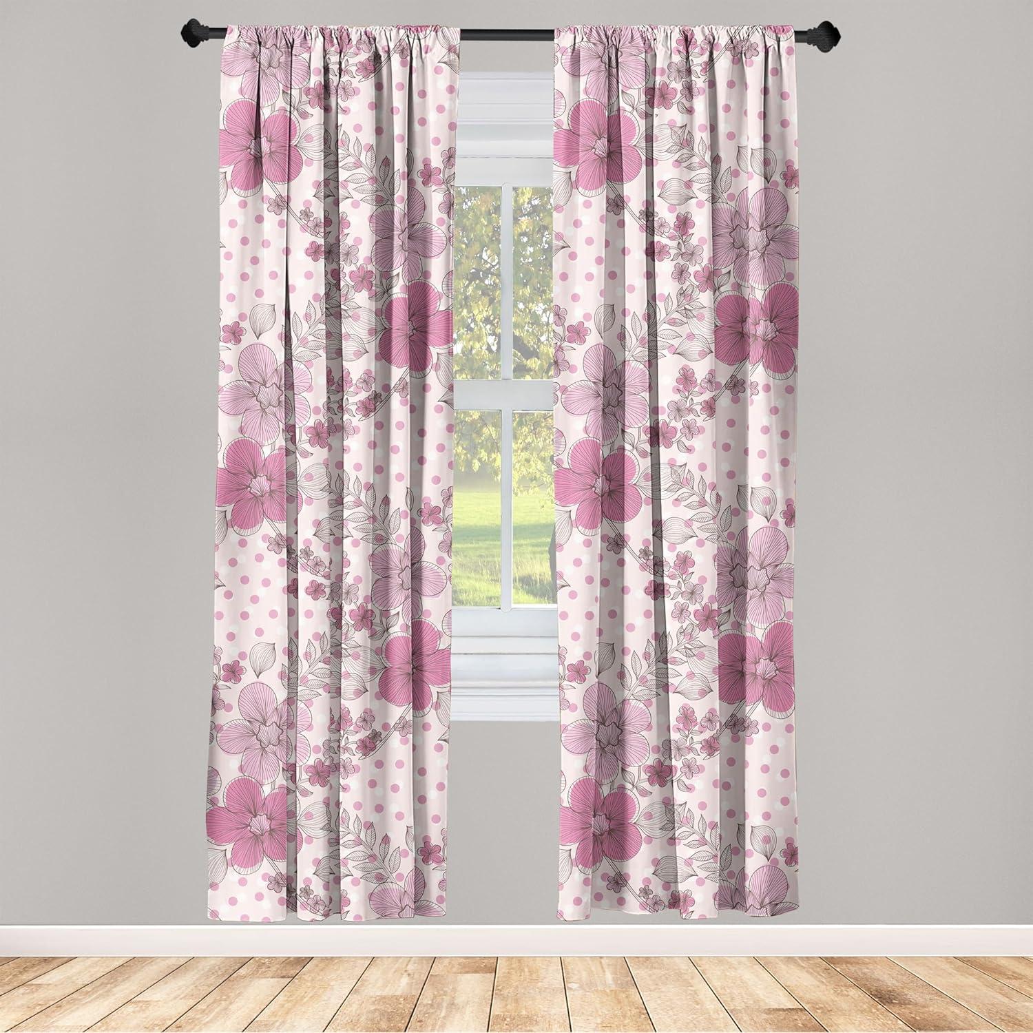 imageAmbesonne Jungle Themed Curtains Romantic Autumn Vibes Branch and Berry Pattern with Neutral Colors Boho Window Treatments 2 Panel Set for Living Room Bedroom Pair of 28 x 63 Blush Dried RoseBlush Hot Pink White