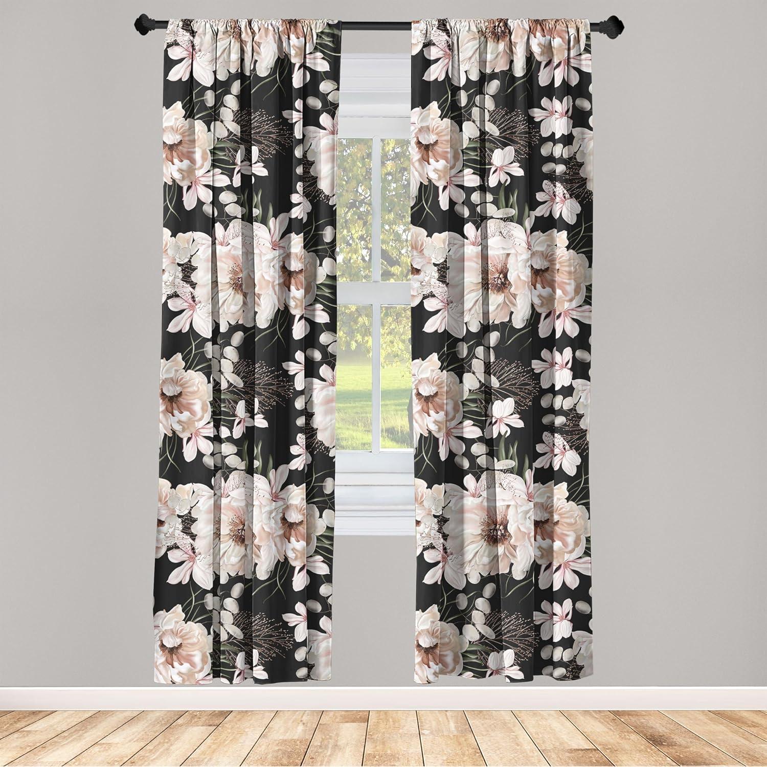 imageAmbesonne Jungle Themed Curtains Romantic Autumn Vibes Branch and Berry Pattern with Neutral Colors Boho Window Treatments 2 Panel Set for Living Room Bedroom Pair of 28 x 63 Blush Dried RoseBlush Charcoal