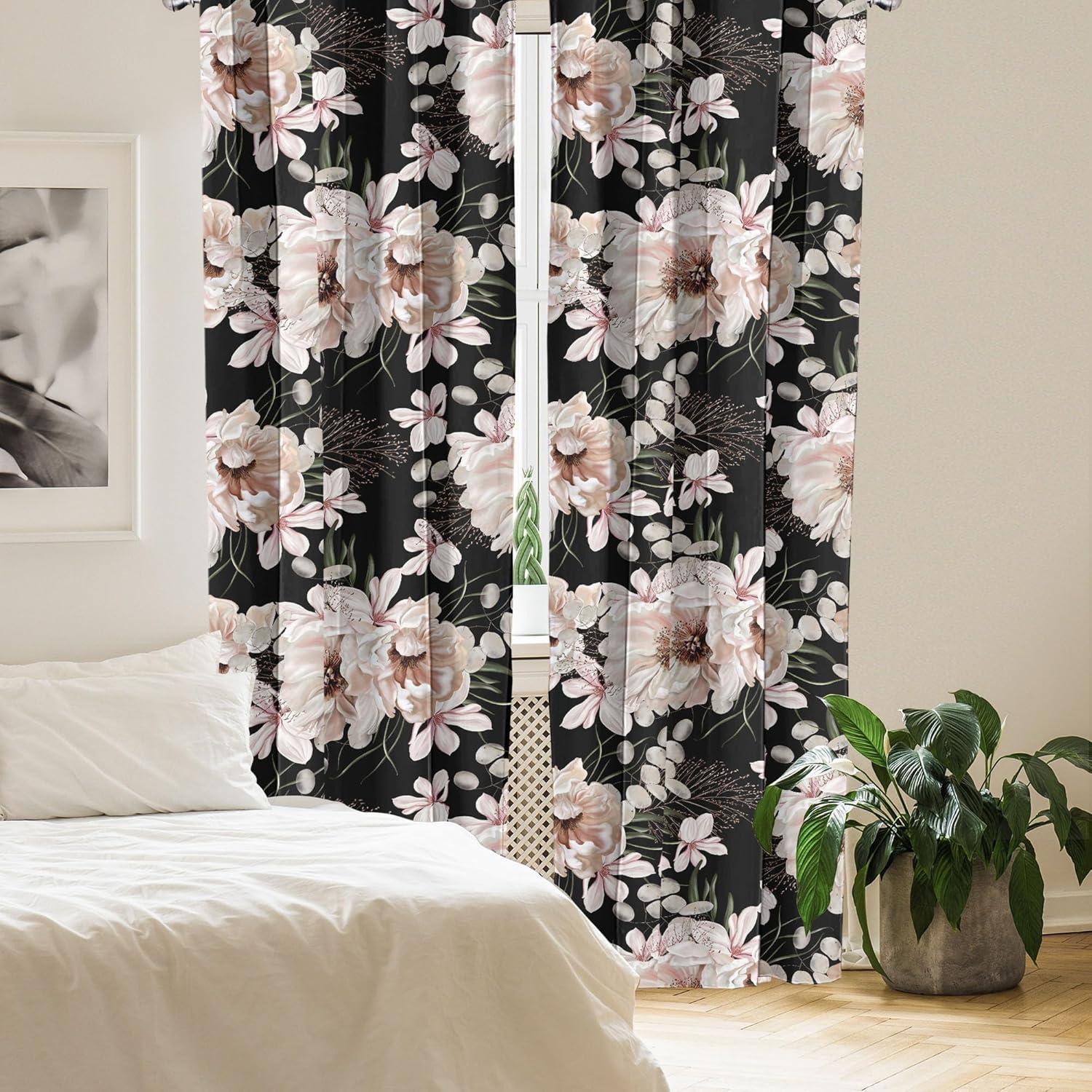 imageAmbesonne Jungle Themed Curtains Romantic Autumn Vibes Branch and Berry Pattern with Neutral Colors Boho Window Treatments 2 Panel Set for Living Room Bedroom Pair of 28 x 63 Blush Dried RoseBlush Charcoal