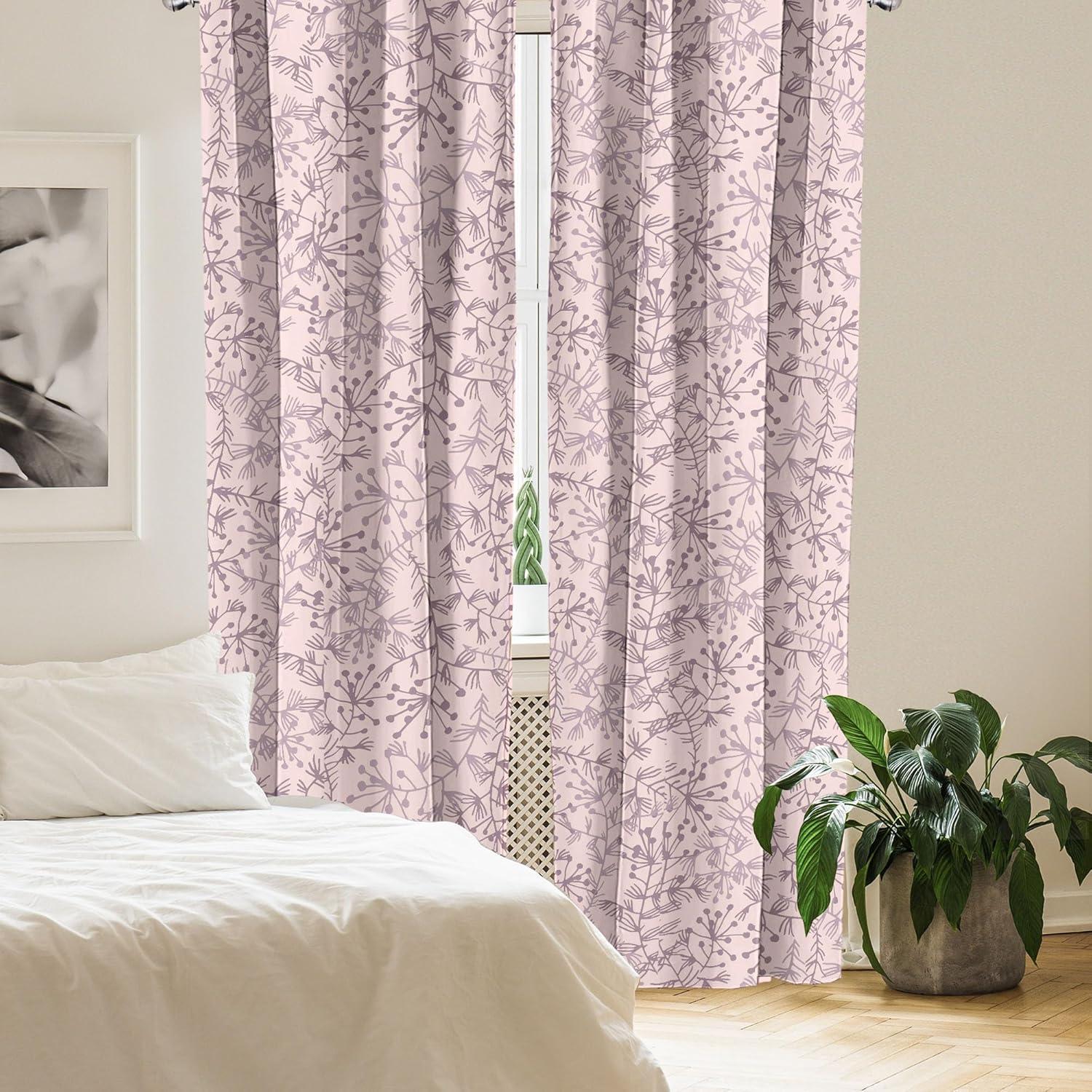 imageAmbesonne Jungle Themed Curtains Romantic Autumn Vibes Branch and Berry Pattern with Neutral Colors Boho Window Treatments 2 Panel Set for Living Room Bedroom Pair of 28 x 63 Blush Dried RoseBlush Dried Rose