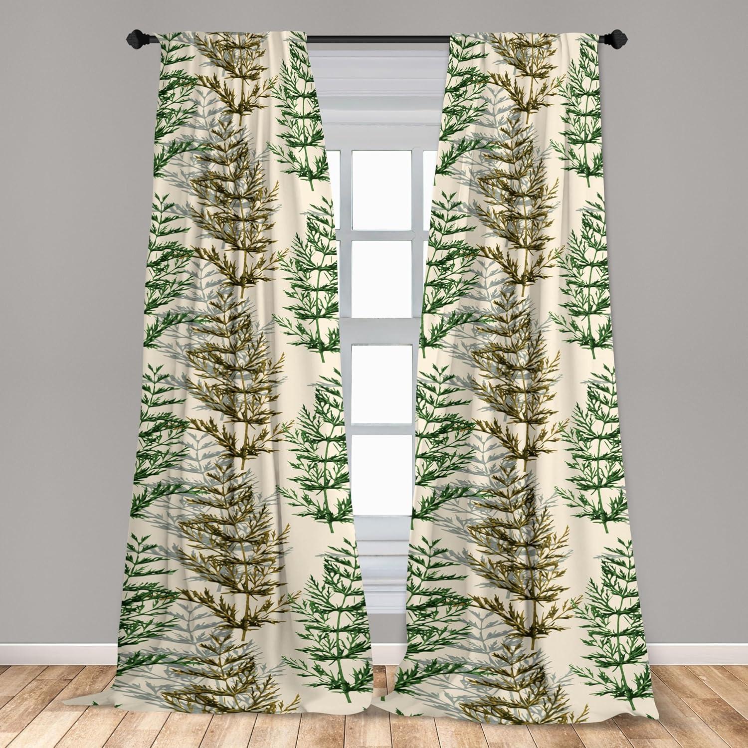imageAmbesonne Jungle Themed Curtains Romantic Autumn Vibes Branch and Berry Pattern with Neutral Colors Boho Window Treatments 2 Panel Set for Living Room Bedroom Pair of 28 x 63 Blush Dried RoseBeige Emerald and Fawn