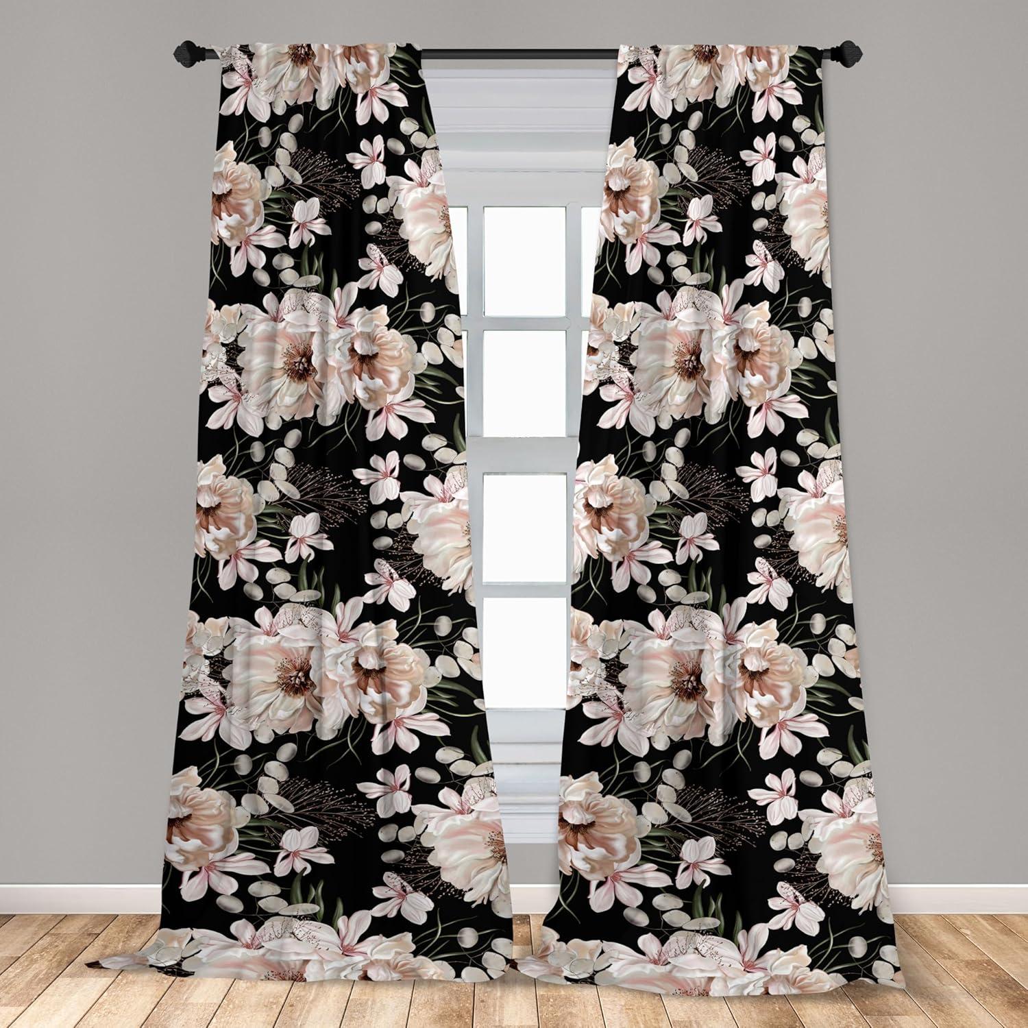 imageAmbesonne Jungle Themed Curtains Romantic Autumn Vibes Branch and Berry Pattern with Neutral Colors Boho Window Treatments 2 Panel Set for Living Room Bedroom Pair of 28 x 63 Blush Dried RoseBlush Charcoal