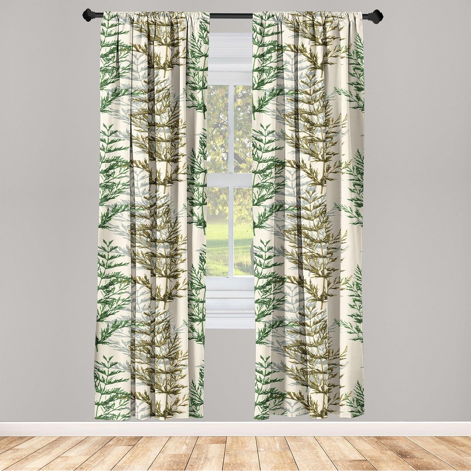 imageAmbesonne Jungle Themed Curtains Romantic Autumn Vibes Branch and Berry Pattern with Neutral Colors Boho Window Treatments 2 Panel Set for Living Room Bedroom Pair of 28 x 63 Blush Dried RoseBeige Emerald and Fawn
