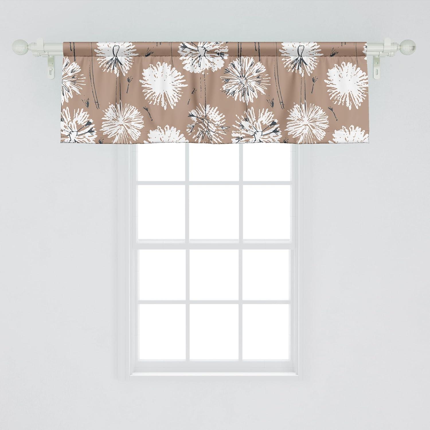 imageAmbesonne Leafy Design Window Valance Tropical Vibes Neutral Colors Dreamy Leaves Silhouettes with Lines Curtain Valance for Kitchen Bedroom Decor with Rod Pocket 54 X 12 Pale Lilac Khaki CreamPale Taupe White