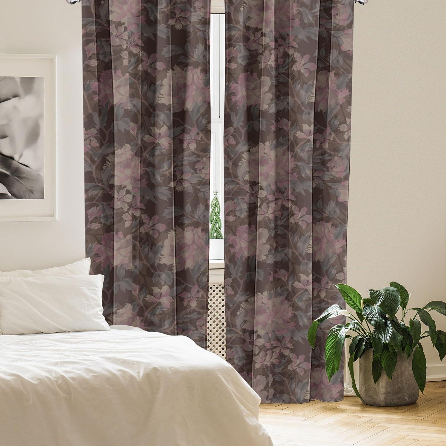 imageAmbesonne Tropical Leaves Curtains Aloha Hawaii Vibes Leafy Pattern with Neutral Colors Boho Art Window Treatments 2 Panel Set for Living Room Bedroom Pair of 28 x 63 Almond Green Warm TaupeGreen Reseda Pale Pink