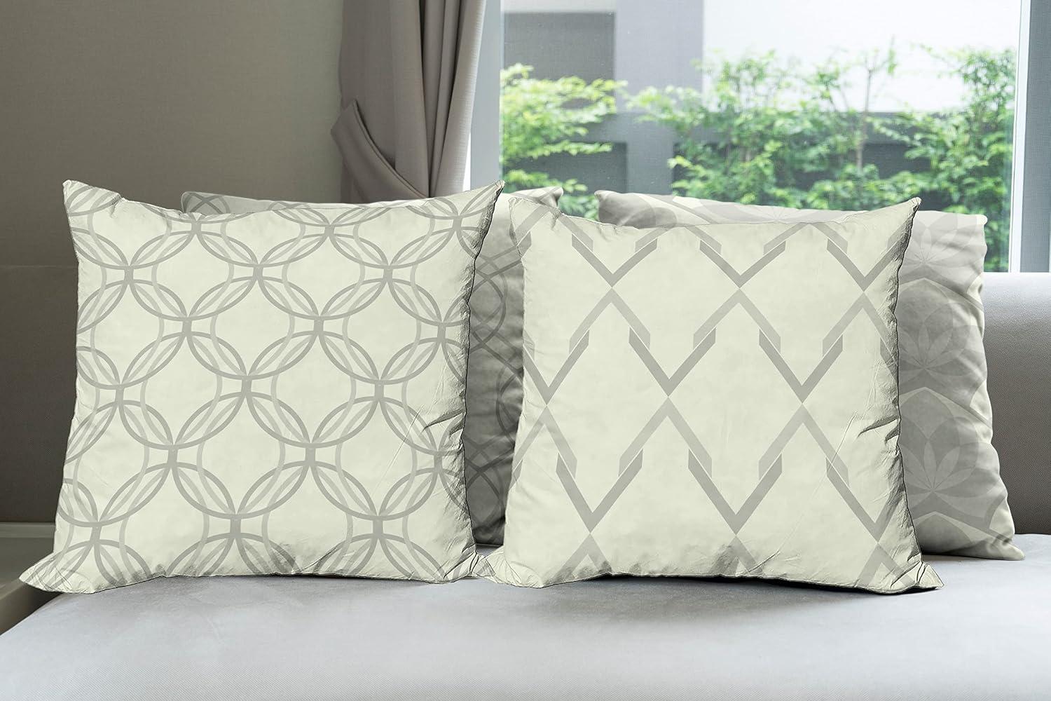 imageAmbesonne Vintage Throw Pillow Cushion Case Pack of 4 Nostalgic Concept Neutral Soft Ornaments with Ethnic Cultural Details Modern Accent DoubleSided Digital Printing 18 Pale Sage Green IvoryCream Pale Sage Green