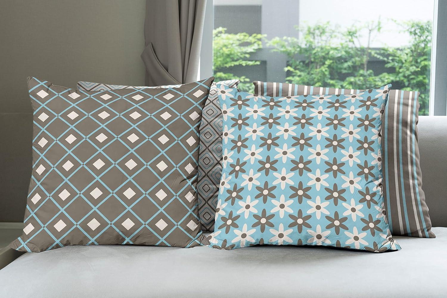 imageAmbesonne Vintage Throw Pillow Cushion Case Pack of 4 Nostalgic Concept Neutral Soft Ornaments with Ethnic Cultural Details Modern Accent DoubleSided Digital Printing 18 Pale Sage Green IvoryTaupe Sky Blue and Ivory