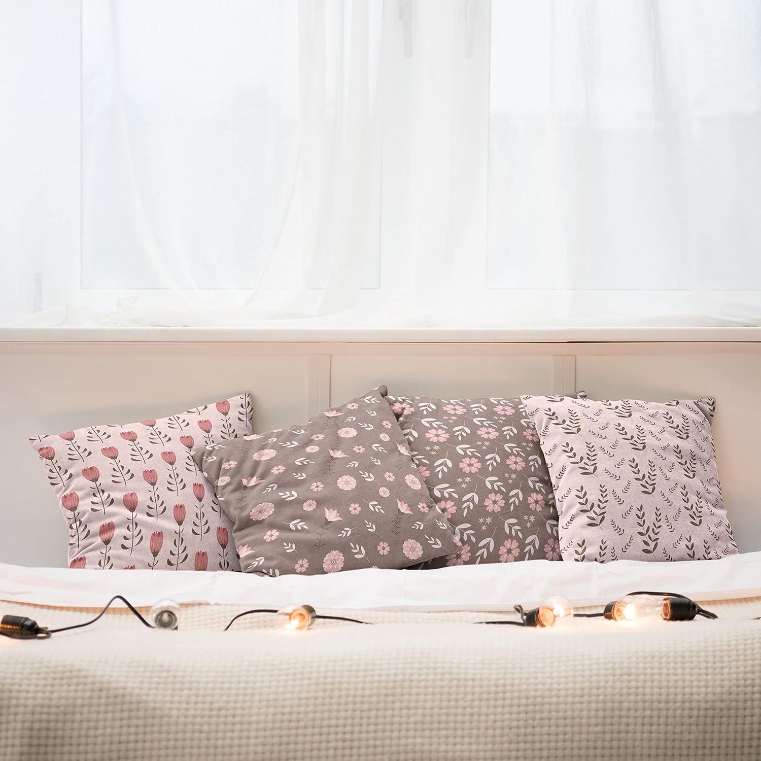 imageAmbesonne Vintage Throw Pillow Cushion Case Pack of 4 Nostalgic Concept Neutral Soft Ornaments with Ethnic Cultural Details Modern Accent DoubleSided Digital Printing 18 Pale Sage Green IvoryUmber and Pale Pink