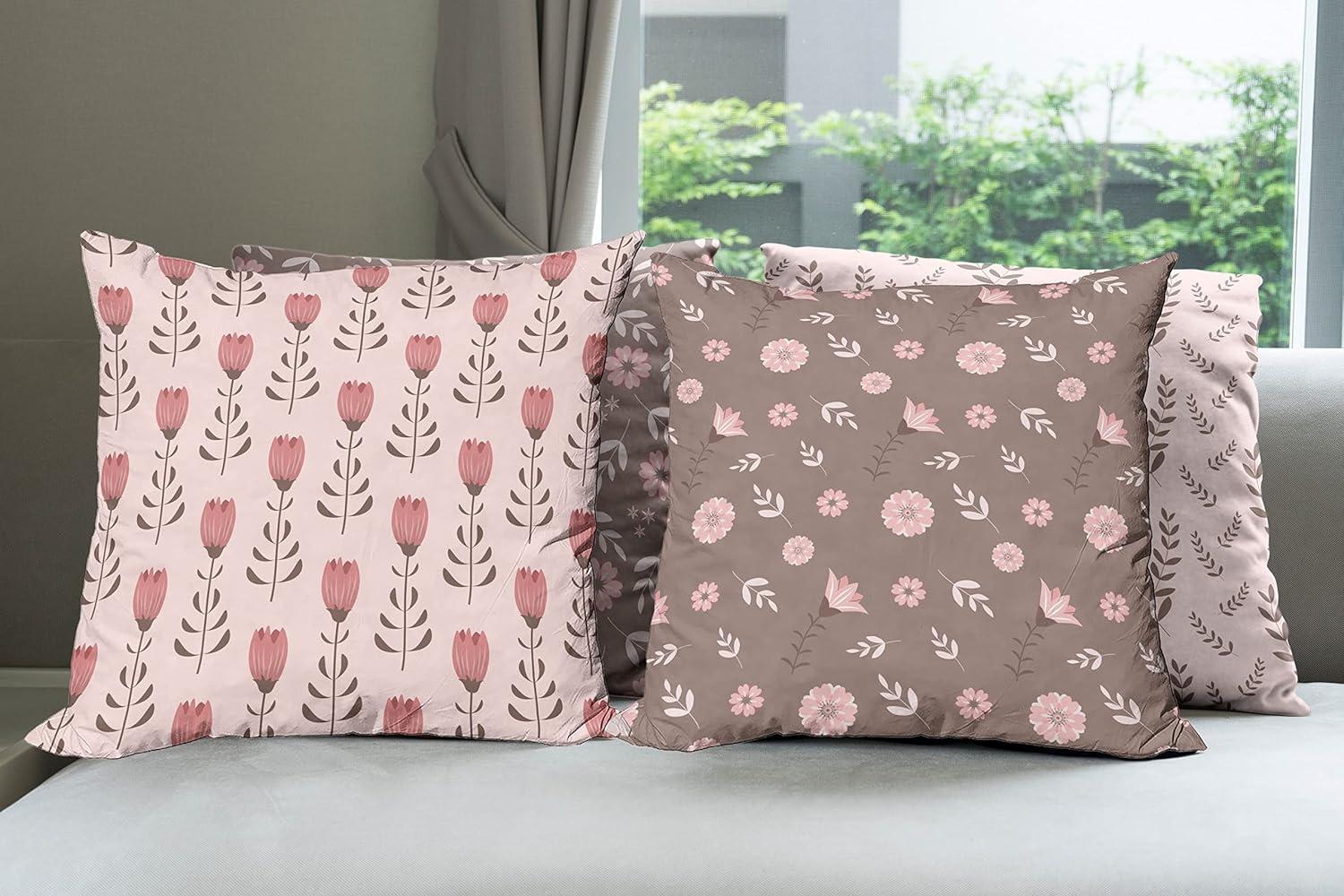 imageAmbesonne Vintage Throw Pillow Cushion Case Pack of 4 Nostalgic Concept Neutral Soft Ornaments with Ethnic Cultural Details Modern Accent DoubleSided Digital Printing 18 Pale Sage Green IvoryUmber and Pale Pink
