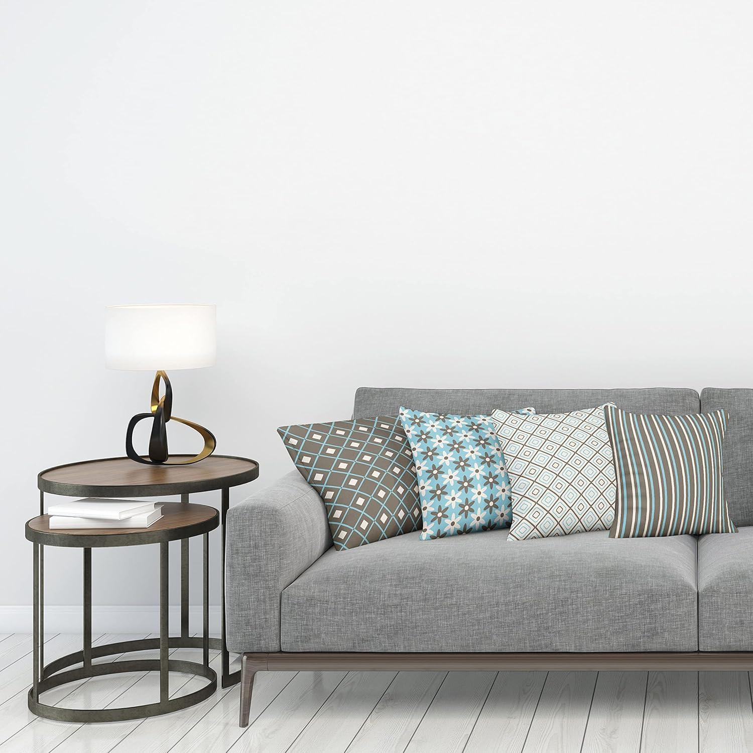 imageAmbesonne Vintage Throw Pillow Cushion Case Pack of 4 Nostalgic Concept Neutral Soft Ornaments with Ethnic Cultural Details Modern Accent DoubleSided Digital Printing 18 Pale Sage Green IvoryTaupe Sky Blue and Ivory