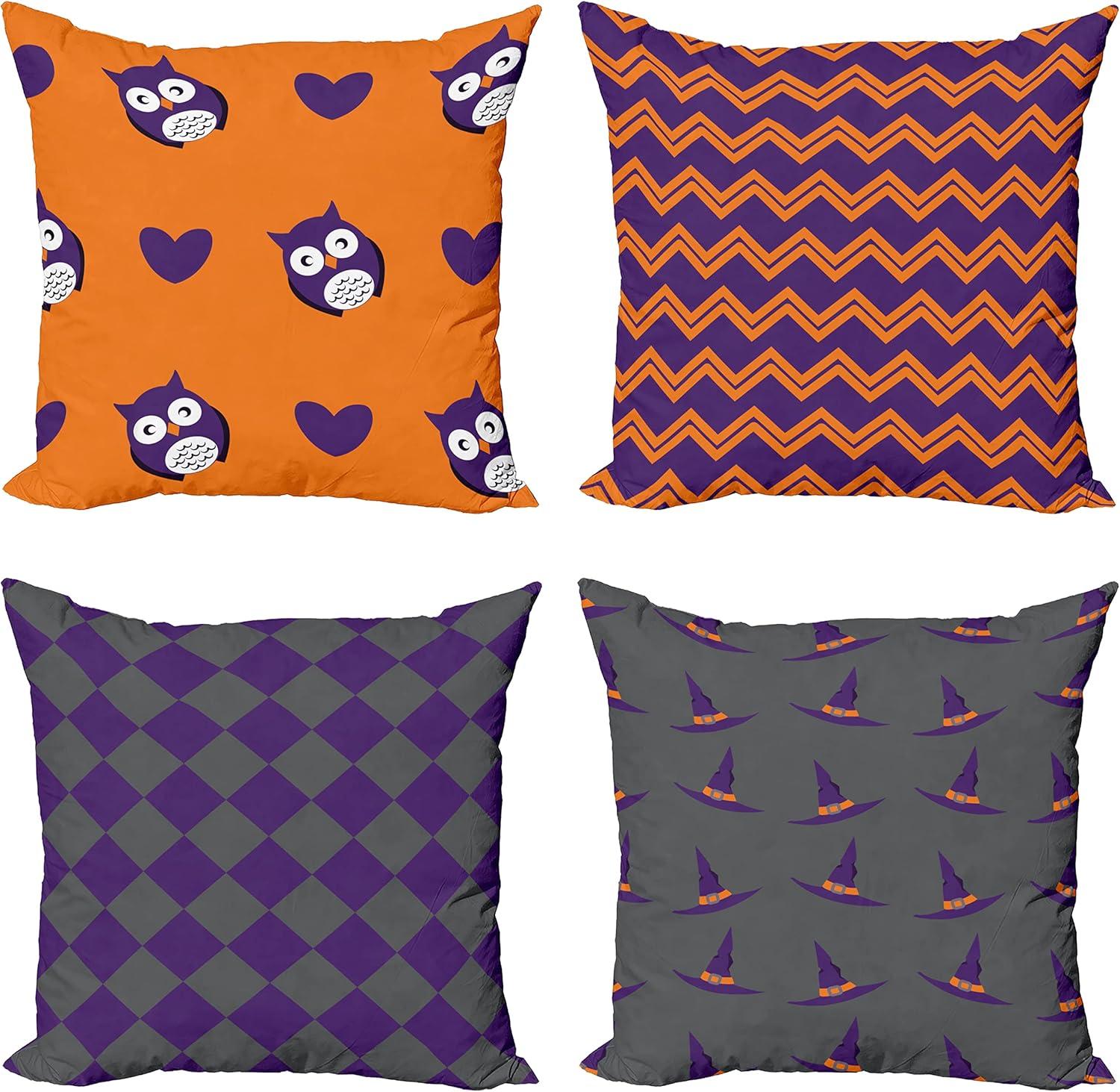 imageAmbesonne Vintage Throw Pillow Cushion Case Pack of 4 Nostalgic Concept Neutral Soft Ornaments with Ethnic Cultural Details Modern Accent DoubleSided Digital Printing 18 Pale Sage Green IvoryPurple Orange Grey