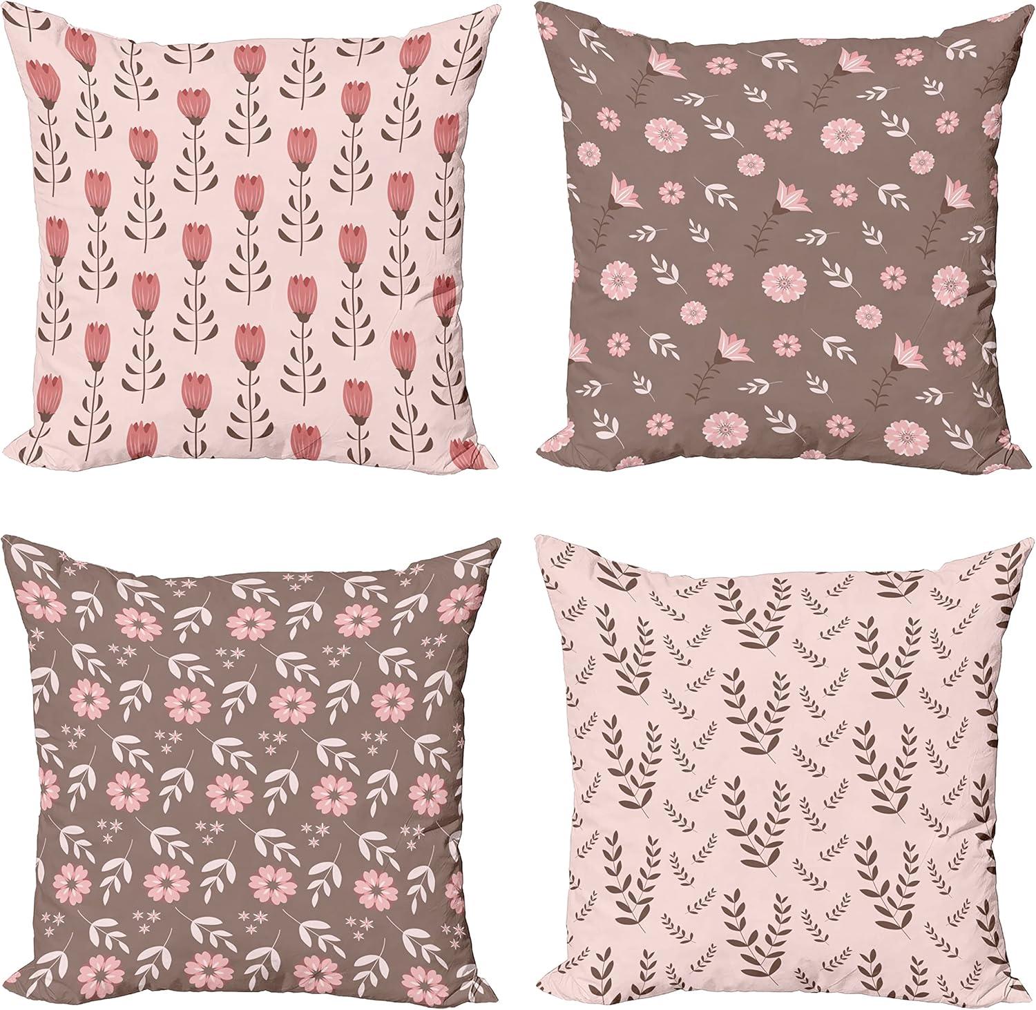 imageAmbesonne Vintage Throw Pillow Cushion Case Pack of 4 Nostalgic Concept Neutral Soft Ornaments with Ethnic Cultural Details Modern Accent DoubleSided Digital Printing 18 Pale Sage Green IvoryUmber and Pale Pink