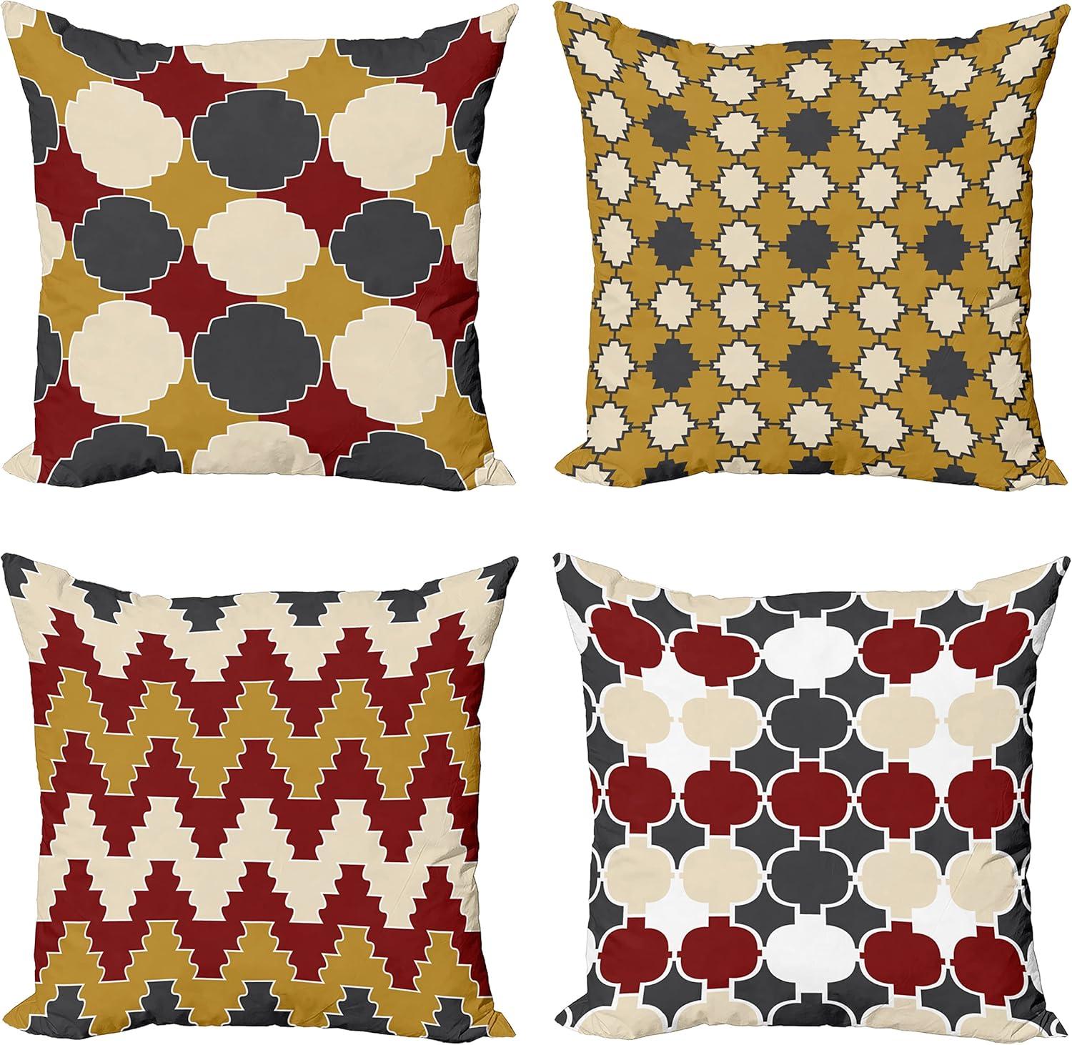 imageAmbesonne Vintage Throw Pillow Cushion Case Pack of 4 Nostalgic Concept Neutral Soft Ornaments with Ethnic Cultural Details Modern Accent DoubleSided Digital Printing 18 Pale Sage Green IvoryGrey Burgundy and Pale Coffee